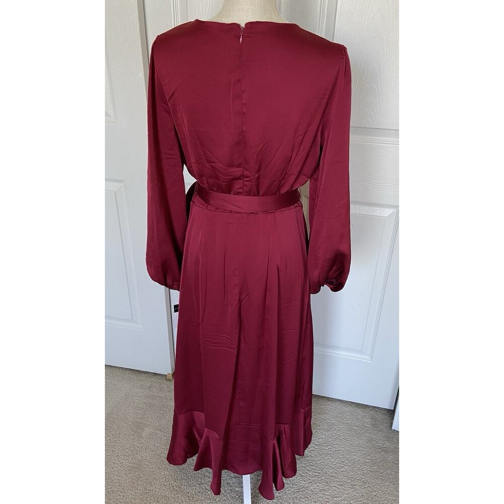 NEW! Tahari ASL Burgundy Surplice Midi Dress/ Size 10/ MSRP $129 - Picture 3 of 6